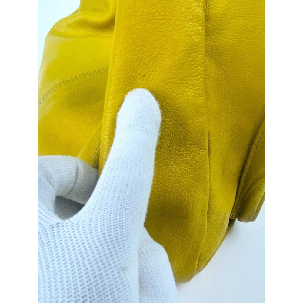Toscani Italy Mustard Yellow Genuine Leather Slouchy Hobo Shoulder Bag Purse